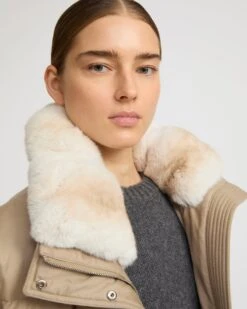 Doudoune Courte En Tissu Flanelle Et Col Amovible En Chinchilla -yves salomon boutique 1650 24WYV02866WO2WA2068 846