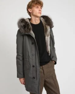 Parka Iconique En Coton Mélangé Avec Fourrure De Renard Et Lapin