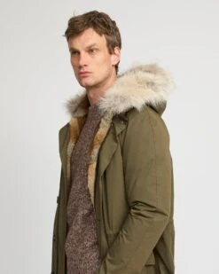 Parka Iconique Longue En Coton Technique Avec Fourrure De Coyote Et Lapin -yves salomon boutique 21WHM01890F71XB3218 3