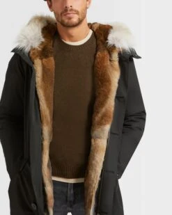 Parka Iconique Courte En Coton Technique Avec Fourrure De Coyote Et Lapin -yves salomon boutique 21WHV01977F71XA0067 1