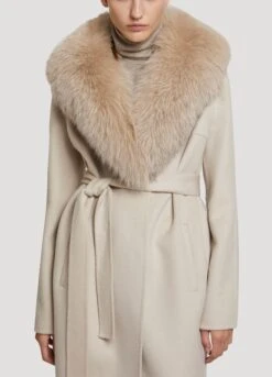 Manteau Long En Lainage Cachemire Et Col En Fourrure De Renard -yves salomon boutique 21WYM03319CDXWA2041 3