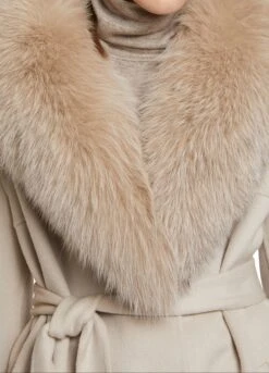 Manteau Long En Lainage Cachemire Et Col En Fourrure De Renard -yves salomon boutique 21WYM03319CDXWA2041 4