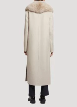 Manteau Long En Lainage Cachemire Et Col En Fourrure De Renard -yves salomon boutique 21WYM03319CDXWA2041 5
