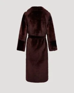 Manteau Long Ceinturé En Peau Lainée Réversible -yves salomon boutique 21WYM60417MERLA6074 10