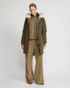 Parka Regular En Coton Imperméable Avec Fourrure De Coyote Et Lapin