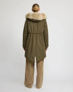 Parka Regular En Coton Imperméable Avec Fourrure De Coyote Et Lapin -yves salomon boutique 22WFM01385F71XB3218 5