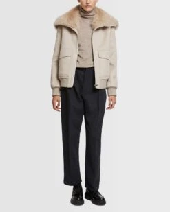 Veste En Lainage Cachemire Et Col En Fourrure De Renard