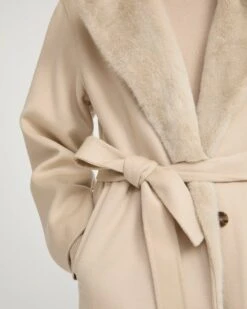 Manteau Long En Lainage Cachemire Et Fourrure De Vison -yves salomon boutique 2320 26WYM93130CAVIA2122 4