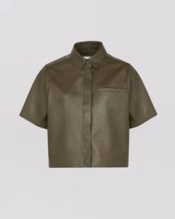 Chemise Manches Courtes En Cuir D'agneau -yves salomon boutique 23EYH20052APXXA8176 27658577