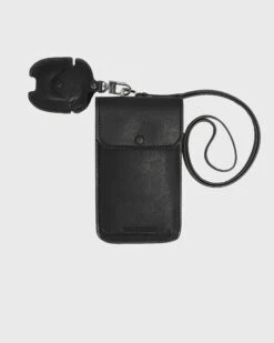 Étui De Téléphone Avec Airpods Amovible En Cuir - Noir
