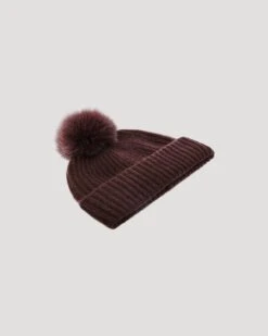 Bonnet En Maille 100% Cachemire Et Pompon En Fourrure De Renard -yves salomon boutique 23WAA524XXMACAA2197 10