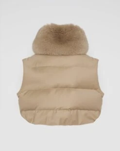 Gilet En Flanelle Avec Col En Fourrure De Renard -yves salomon boutique 23WAG03262WO2WA2068 10