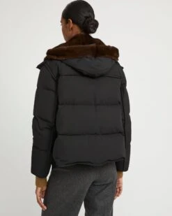 Doudoune "A" Line Iconique Avec Plastron Et Fourrure De Vison -yves salomon boutique 23WFV06655A22XB1163 4