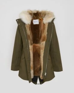 Parka Courte Tissu Technique, Fourrure De Coyote Et De Lapin -yves salomon boutique 23WFV07572F71XB3218 11