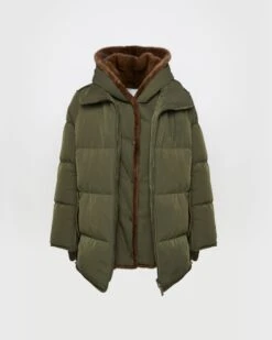 Doudoune En Tissu Technique Avec Doublure En Fourrure De Vison -yves salomon boutique 23WFV90476A22XA0422 8