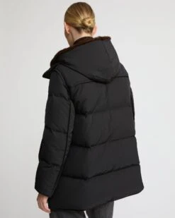 Doudoune "A" Line En Tissu Technique Et Fourrure De Vison -yves salomon boutique 23WFV90476A22XB1163 4