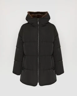 Doudoune "A" Line En Tissu Technique Et Fourrure De Vison -yves salomon boutique 23WFV90476A22XB1163 9