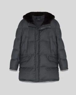 Doudoune Matellassée En Tissu Loro Piana Et Fourrure De Vison -yves salomon boutique 23WUM90187LSVLB2886 1 2