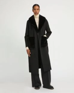Manteau Ceinturé En Lainage Cachemire Avec Col Et Sur-poches En Fourrure De Vison -yves salomon boutique 23WYM04719CAVIC99 3 107d8a3c d033 42aa a4ca b3618eb9ce30