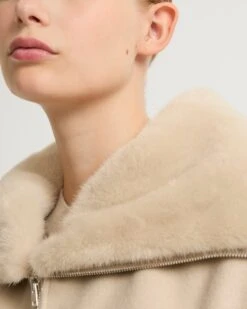 Blouson En Lainage Cachemire Avec Col En Fourrure De Vison -yves salomon boutique 23WYV02460CAVIA2122 3