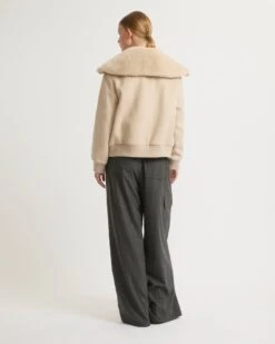 Blouson En Lainage Cachemire Avec Col En Fourrure De Vison -yves salomon boutique 23WYV02460CAVIA2122 4