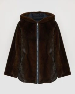 Parka Courte En Tissu Technique Réversible Déperlant Avec Fourrure De Vison -yves salomon boutique 23WYV06470VIRVA7029 11