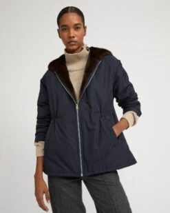 Parka Courte En Tissu Technique Réversible Déperlant Avec Fourrure De Vison -yves salomon boutique 23WYV06470VIRVA7029 3