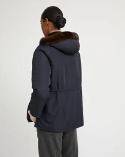 Parka Courte En Tissu Technique Réversible Déperlant Avec Fourrure De Vison -yves salomon boutique 23WYV06470VIRVA7029 5