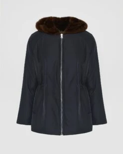 Parka Courte En Tissu Technique Réversible Déperlant Avec Fourrure De Vison -yves salomon boutique 23WYV06470VIRVA7029 9