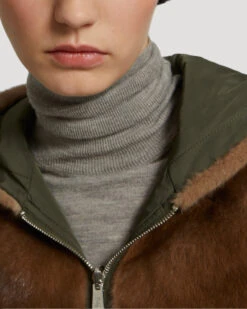 Parka à Capuche En Tissu Technique Réversible Et Fourrure De Vison -yves salomon boutique 23WYV06470VIRVB3028 3