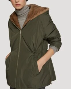 Parka à Capuche En Tissu Technique Réversible Et Fourrure De Vison -yves salomon boutique 23WYV06470VIRVB3028 4