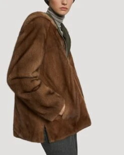 Parka à Capuche En Tissu Technique Réversible Et Fourrure De Vison -yves salomon boutique 23WYV06470VIRVB3028 5