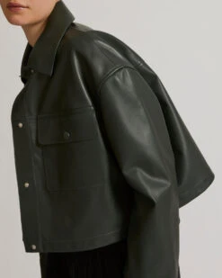 Chemise Courte En Cuir D’agneau -yves salomon boutique 23WYV21350APXXA8010 4