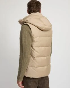 Gilet Doudoune En Tissu Imperméable Loro Piana Avec Col En Fourrure De Vison -yves salomon boutique 24EHG00768LSVEA2068 4