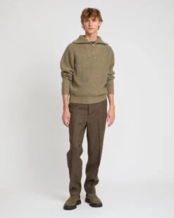 Pantalon Droit En Tweed De Laine