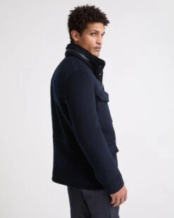 Veste En Tissu Laine Cachemire Avec Col En Fourrure De Vison Rasé