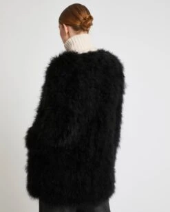Veste Longue En Plumes -yves salomon boutique 24EYM31185PLUXC99 4