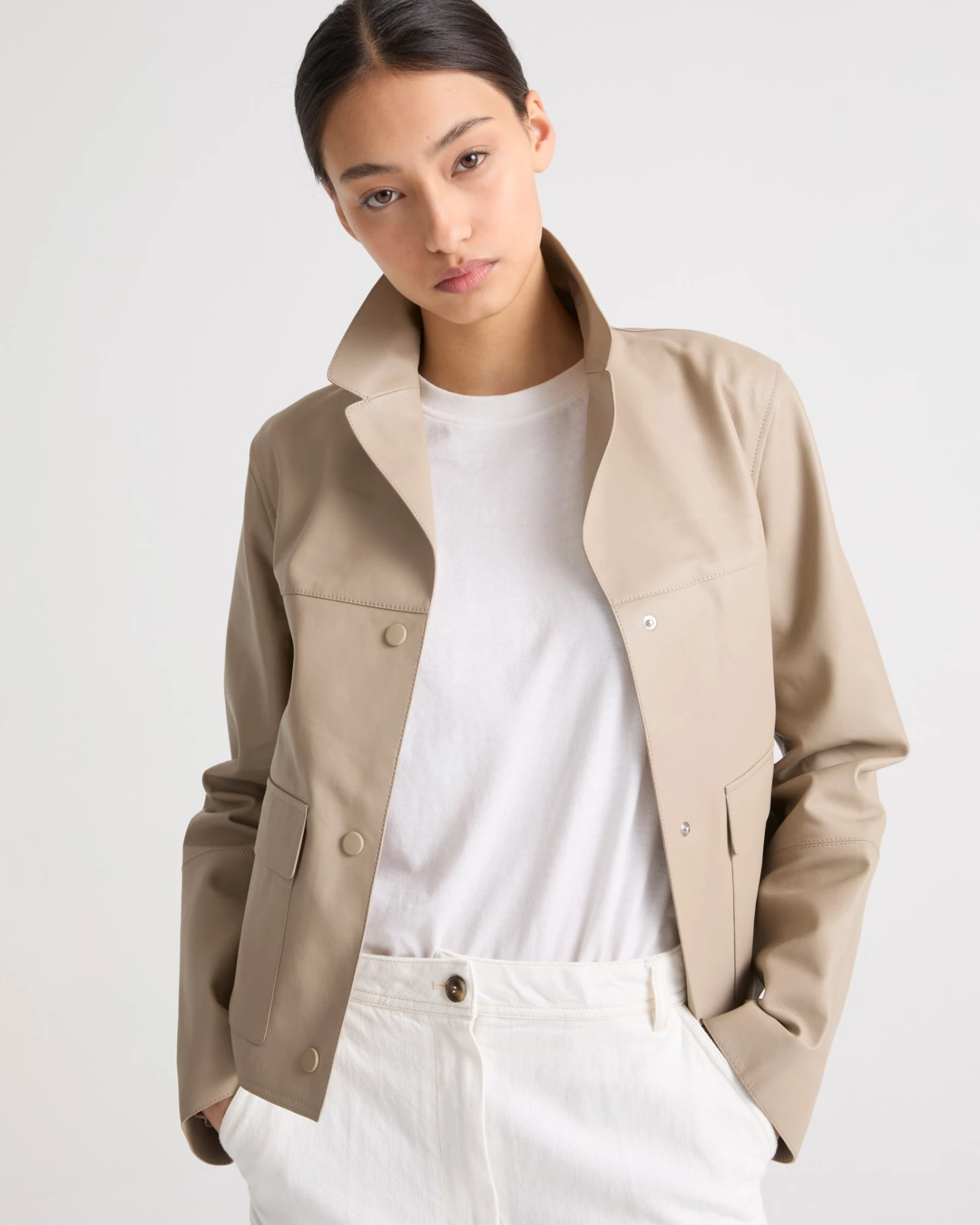 Veste Courte En Cuir D'agneau 5 Veste Courte En Cuir D'agneau – Image 3