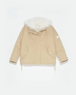 Parka Courte En Tissu Technique Déperlant Et Agneau -yves salomon boutique 24WFV01964S01XB2581 9