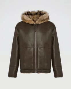 Hoodie Réversible En Peau Lainée D'agneau De Toscane -yves salomon boutique 24WUV60368TOFUB3232 10