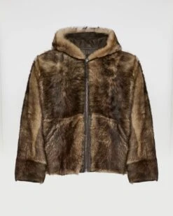 Hoodie Réversible En Peau Lainée D'agneau De Toscane -yves salomon boutique 24WUV60368TOFUB3232 8