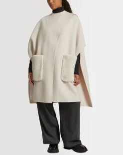 Cape En Lainage Cachemire Et Fourrure De Vison