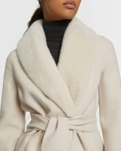 Manteau En Lainage Cachemire Avec Col Et Parementure En Fourrure De Vison 12 Manteau En Lainage Cachemire Avec Col Et Parementure En Fourrure De Vison -yves salomon boutique 24WYM03499CAVIA2154 4