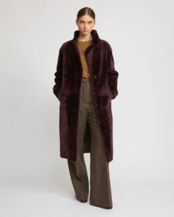 Manteau Officier En Peau Lainée D'agneau Mérinos