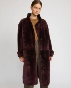 Manteau Officier En Peau Lainée D'agneau Mérinos -yves salomon boutique 24WYM60411MESIA6023 3