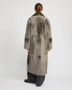 Manteau Long à Double Boutonnage En Peau Lainée -yves salomon boutique 24WYM60723MERLA9112 4