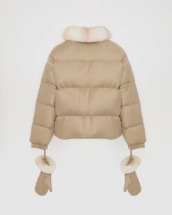 Doudoune Courte En Tissu Flanelle Et Col Amovible En Chinchilla -yves salomon boutique 24WYV02866WO2WA2068 10