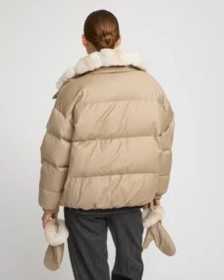 Doudoune Courte En Tissu Flanelle Et Col Amovible En Chinchilla -yves salomon boutique 24WYV02866WO2WA2068 5