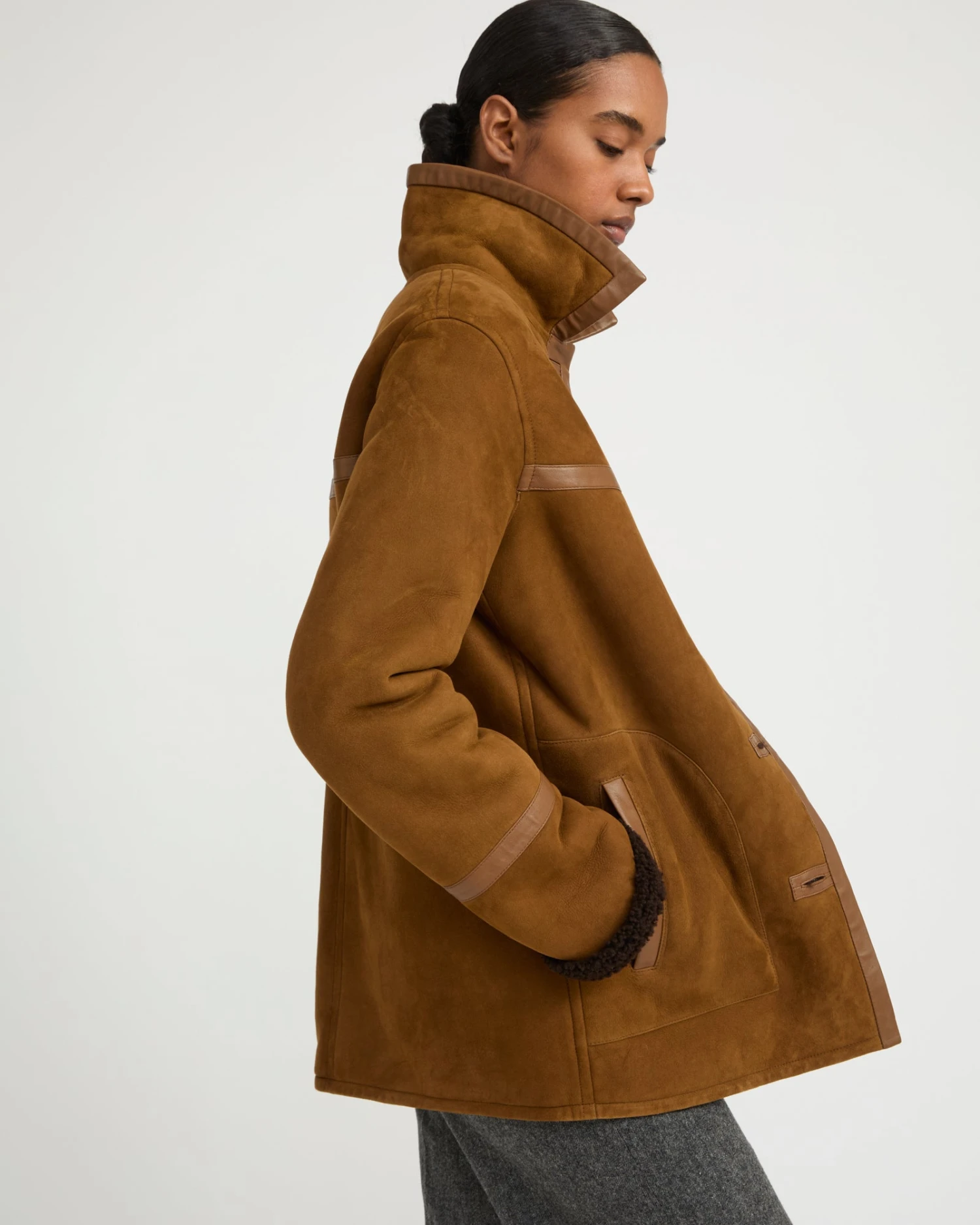 Manteau Canadienne En Agneau Mérinos Suède 5 Manteau Canadienne En Agneau Mérinos Suède – Image 3