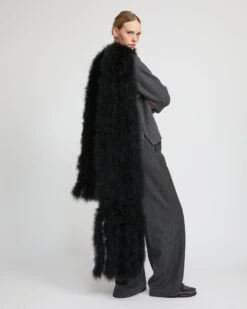 Maxi écharpe à Franges En Plumes 9 Maxi écharpe à Franges En Plumes -yves salomon boutique 25EAA302XXPLUXC99 3